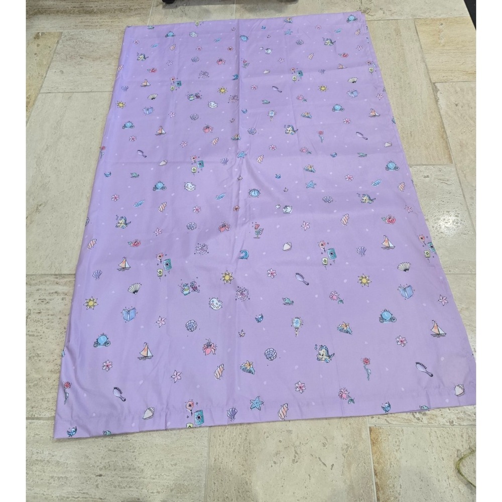 Disney Princesses Twin Flat Sheet Purple Belle‎ Rapunzel Moana Ariel